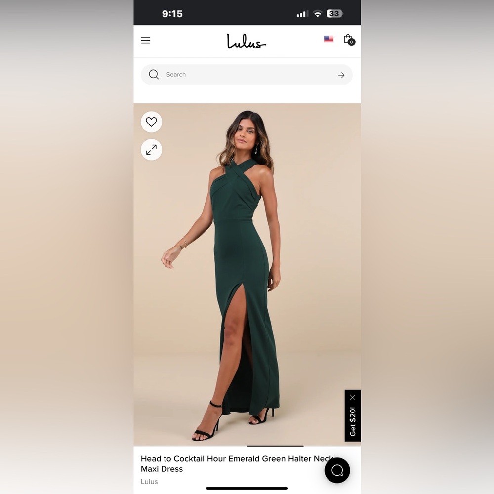 Lulus emerald green formal dress